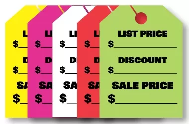 MIRROR HANG TAGS  LIST PRICE - SALE PRICE  #7509