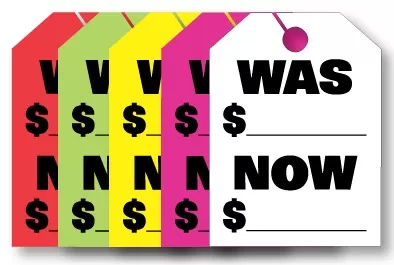 Mirror Hang Tags  Was - Now  #7500