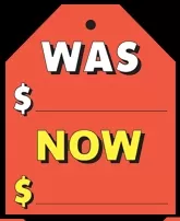 WAS NOW  Large Stick-On Decal Tag  ez448