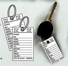 Nabco T16 economy paper key tag. 500