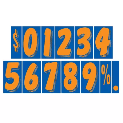 7 1/2 inch Orange & Blue Adhesive Number.  ez263