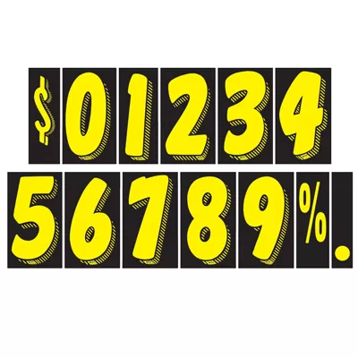 7 1/2 inch Yellow & Black Adhesive Number.  #ez158