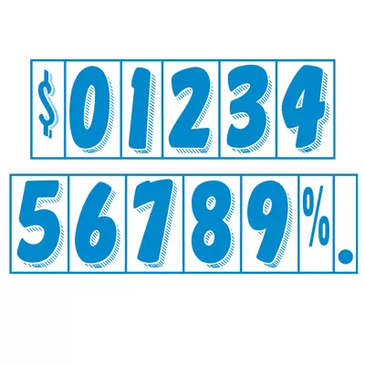 7 1/2 inch Blue on White Adhesive Number - ez164