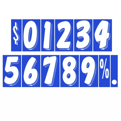 7 1/2 inch White on Blue Adhesive Number ez189
