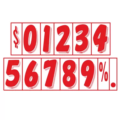 7 1/2 inch Red & White Adhesive Number.  ez165