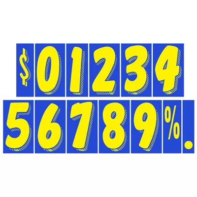 7 1/2 inch Blue & Yellow Adhesive Number.  ez167