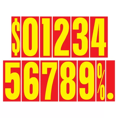 9 1/2 inch Red & Yellow Adhesive Number.  ez212