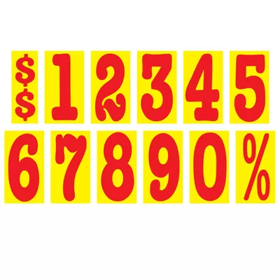 5 1/2 Inch Red & Yellow Adhesive Number.  ez148