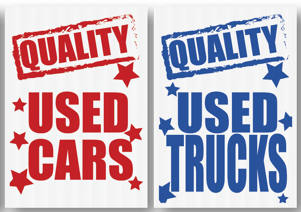 Quality Used Cars Quality Used Trucks Underhood Sign Set