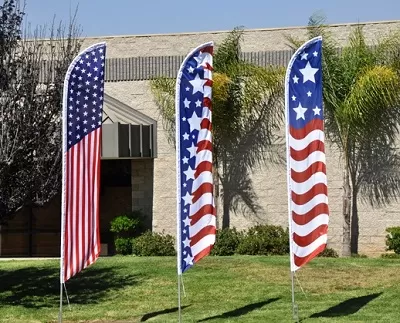 20 mixed americana themed feather flags at 13.95 each