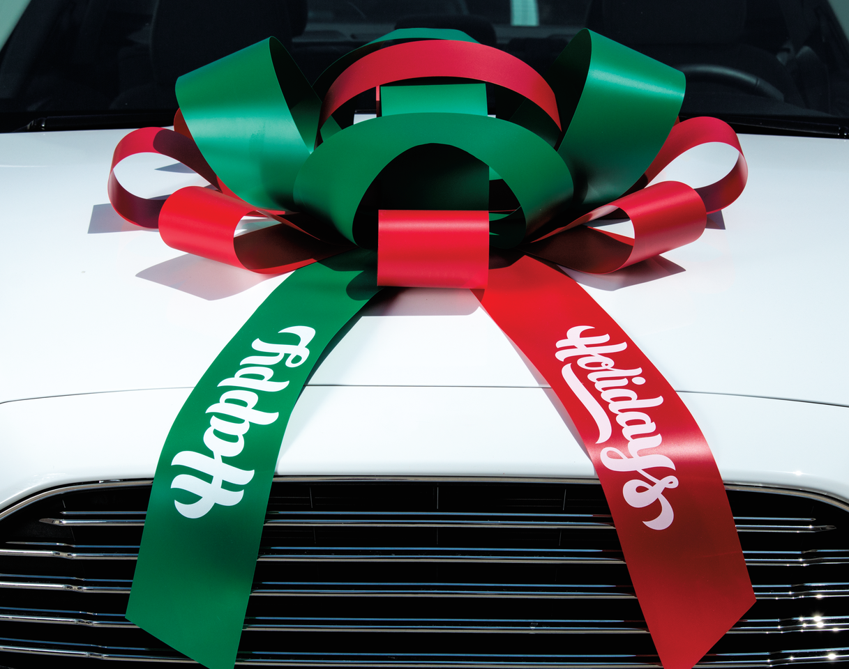 30 Inch Giant Red & Green Happy Holidays magnetic Car Bow #531 Jum-bow