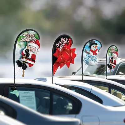 Holiday 3-d Teardrop Window Flags