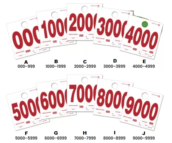Caats Heavy Stock Side Padded White Service Dispatch Numbers #280-289