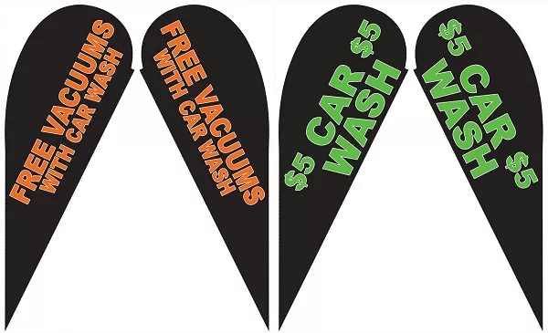 Custom car wash 12ft double sided teardrop flag kit includes flag, flagpole, & groundspike