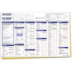 CERT. PRE-OWNED 172 PT.MULTI-POINT VEHICLE INSP. REPORT - 3 PART - QTY. 100