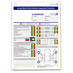 HONDA Multi-Point Inspection Forms - Package of 250 | Dealer Service Inspection Sheets