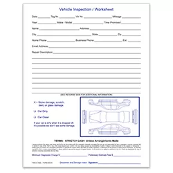 VEHICLE INSPECTION WORKSHEET - AVW - 8 1/2