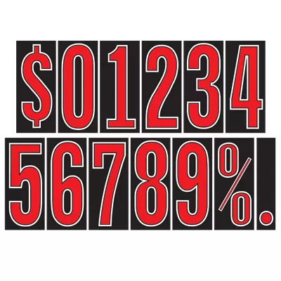 7 1/2 Inch Red, Black & White Adhesive Number. Ez103