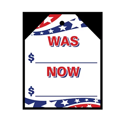 Was Now  Patriotic Large Stick-On Decal Tag (EZ448)
