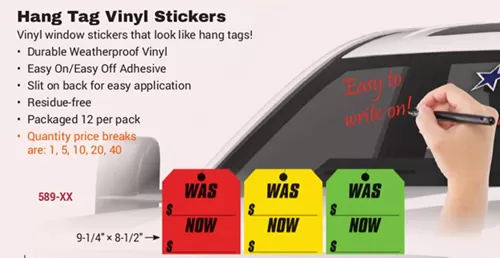 Vinyl Hang Tag Stickers - Pkg of 12 - Large Size