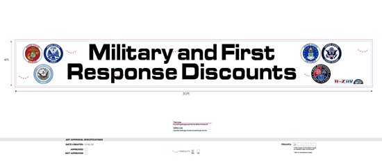 Custom Military and First Response Discounts - 4ft x 30ft Single Sided Banner