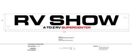 Custom R V Show - 4ft X 30ft Single Sided Banner