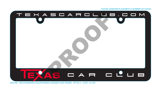 Custom License Plate Frames for Texas Car Club