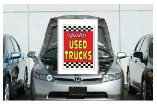 UNDER HOOD SIGN | QUALITY USED TRUCKS  RED & YELLOW  ez905