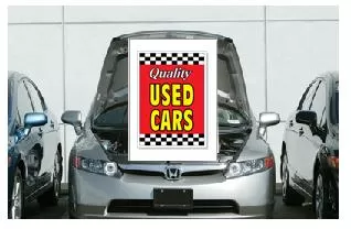 UNDER THE HOOD SIGN.  QUALITY USED CARS red  ez905