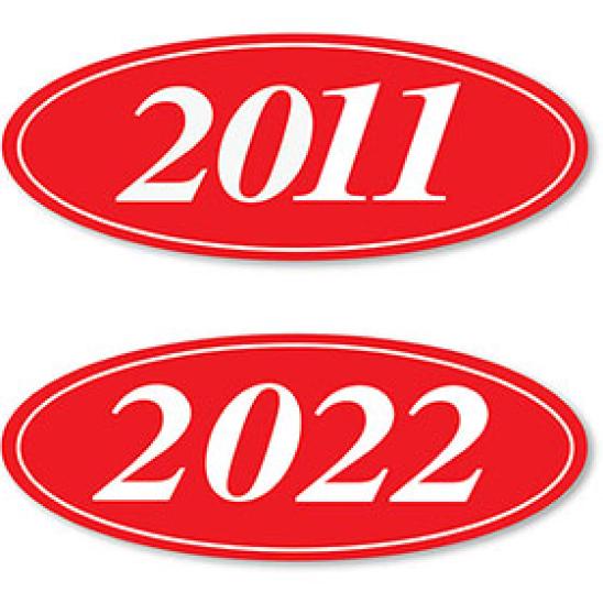 Chartreuse and Black Car Dealer Windshield Oval Model Year Stickers 2 digit 